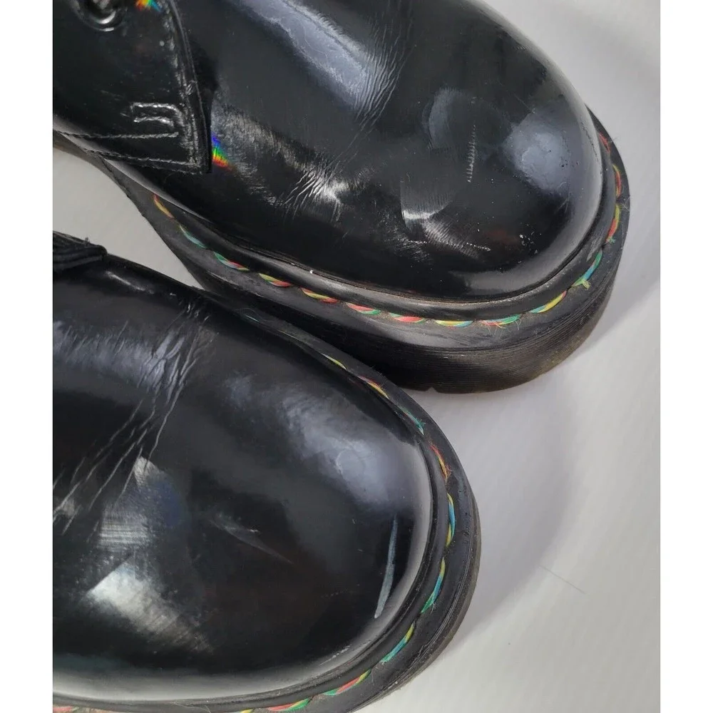 Dr Martens 1461 Limited Edition Rainbow Chunky Quad Platform Shoes Black Docs - Picture 4 of 10